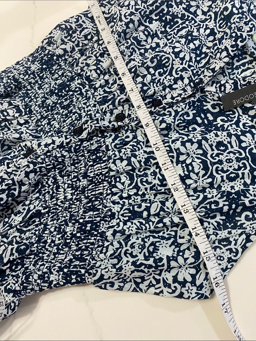 Chelsea & Theodore NWT Blue and White Floral-Print Sleeveless Midi Dress Medium - Picture 5 of 8